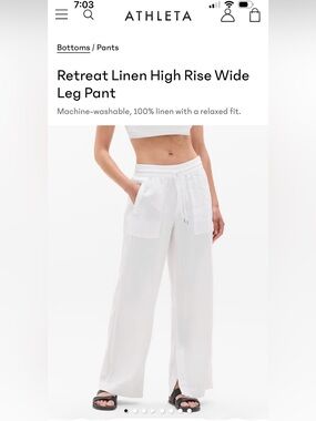 Athleta Retreat Linen High-Rise Wide Leg Pant - White